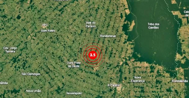 Observatório Nacional confirma tremor de terra próximo a Ouro Preto do Oeste