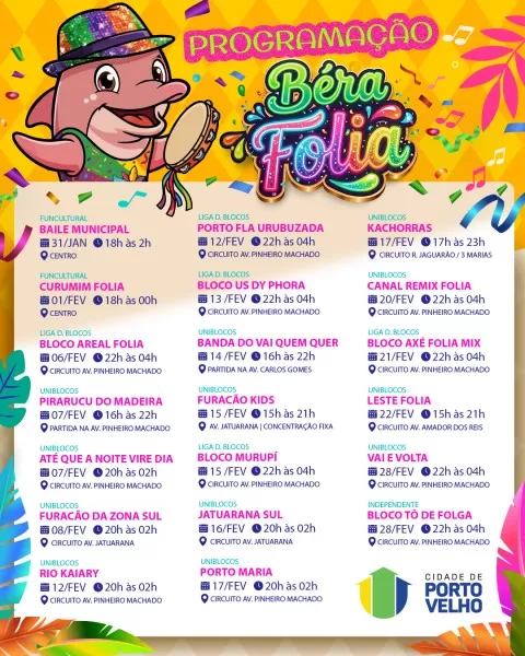 Carnaval oficial de Porto Velho começa neste sábado com Baile Municipal; veja programação completa