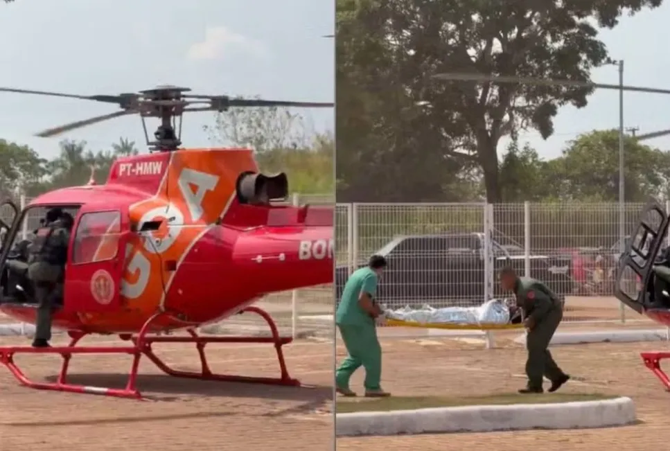Homem resgatado de helicóptero em RO — Foto: Reprodução