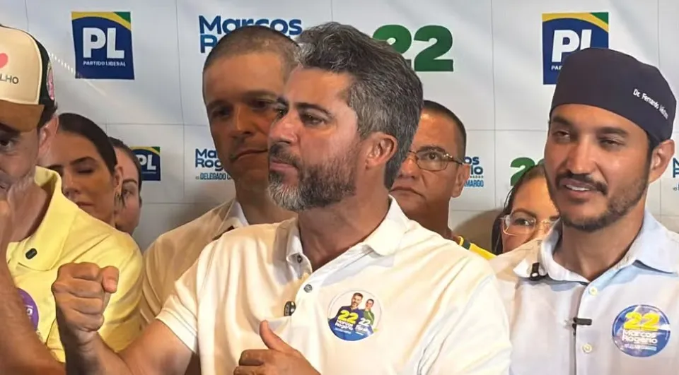Marcos Rogério (PL) em coletiva após ser eleito governador de Rondônia — Foto: Mateus Santos/g1